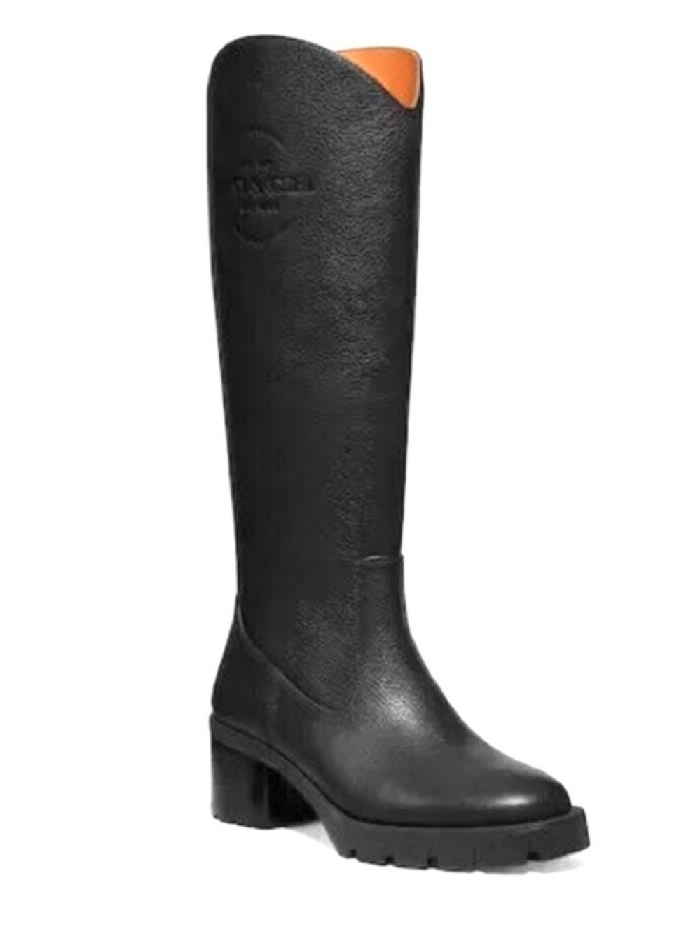 Coach Ciara Black Tall Textured Leather Boots Shoes Size 11 New